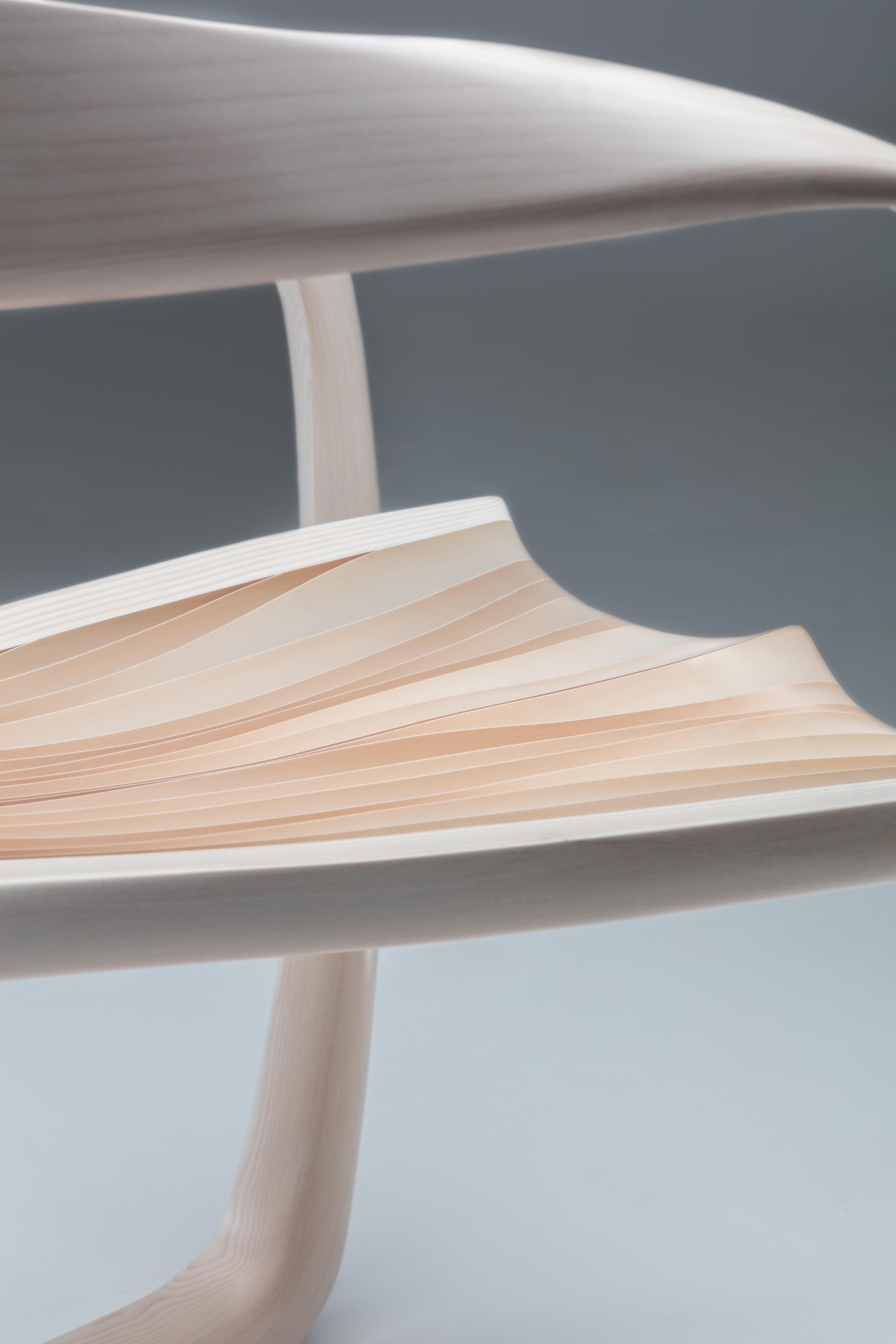 British Marc Fish Ethereal Chair Sycamore and Resin Organic Sculptural Design For Sale
