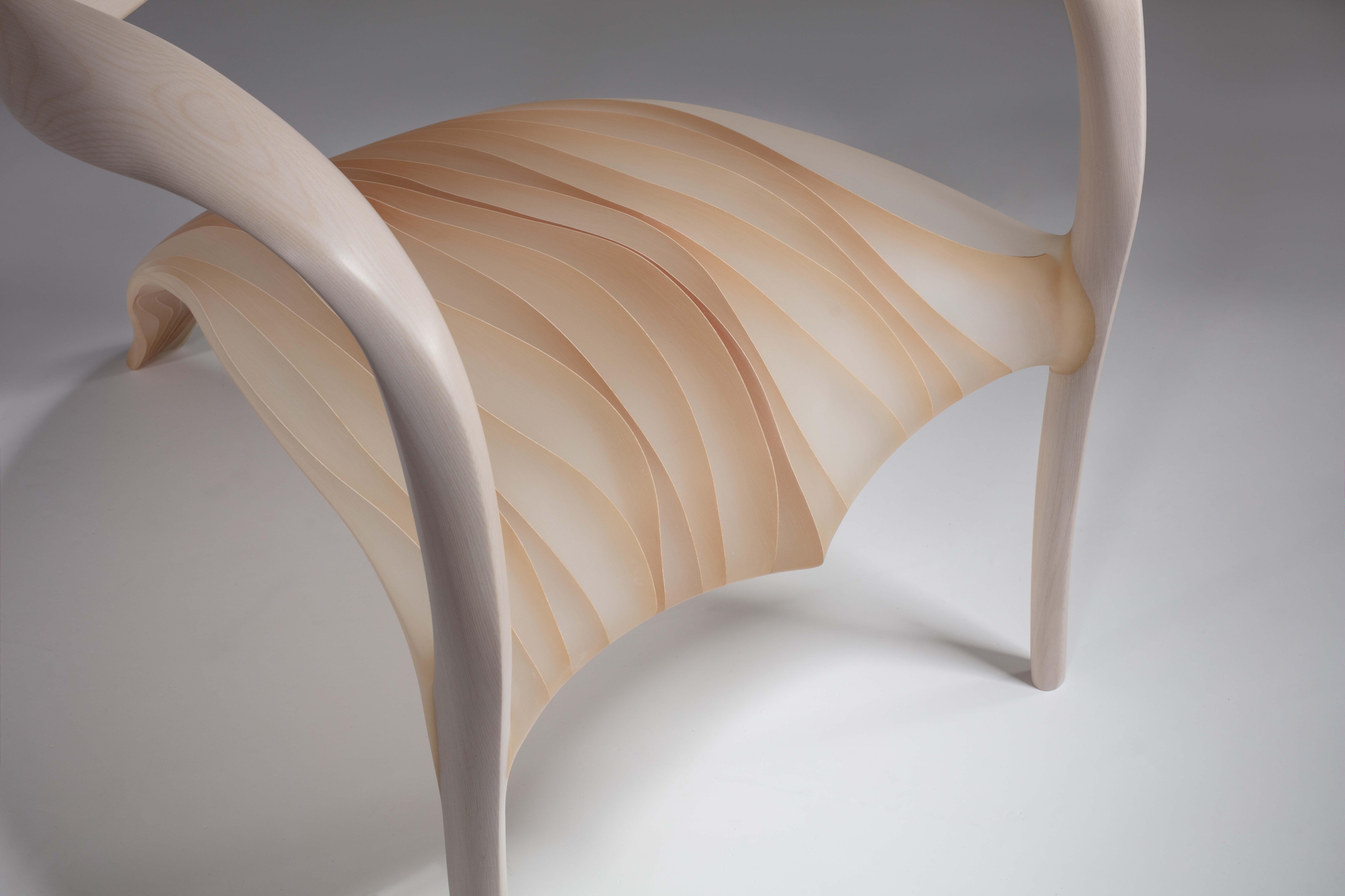 Contemporary Marc Fish Ethereal Lounge Chair Sycamore and Resin Organic Sculptural Design For Sale