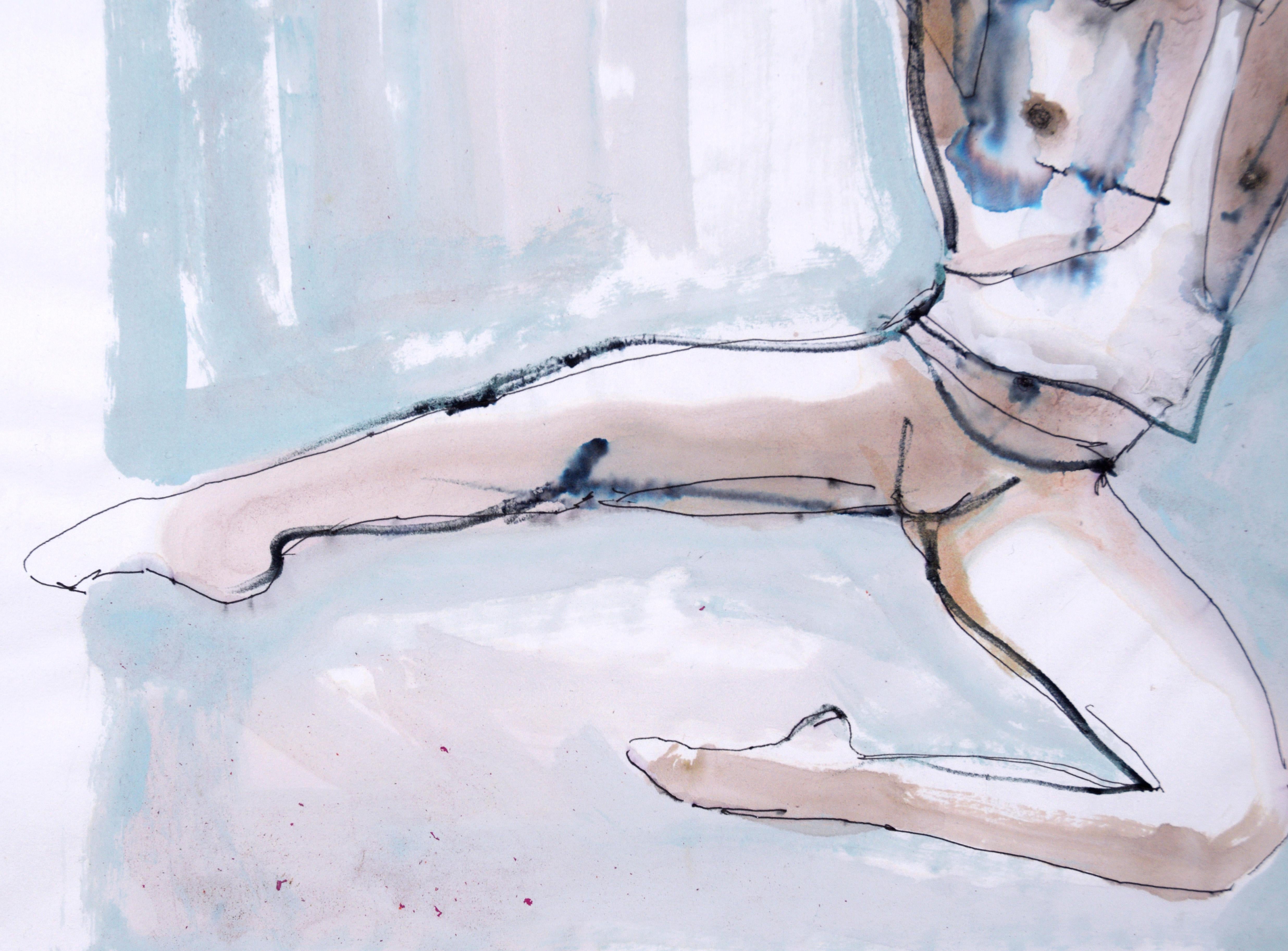 Danseuse de ballet « Apollo » à incrustation de chaînes - abstrait figuratif sur papier 

Cette peinture abstraite figurative dynamique de Marc Foster Grant (américain, né en 1947) représente le danseur de ballet Chase Finlay, anciennement du New