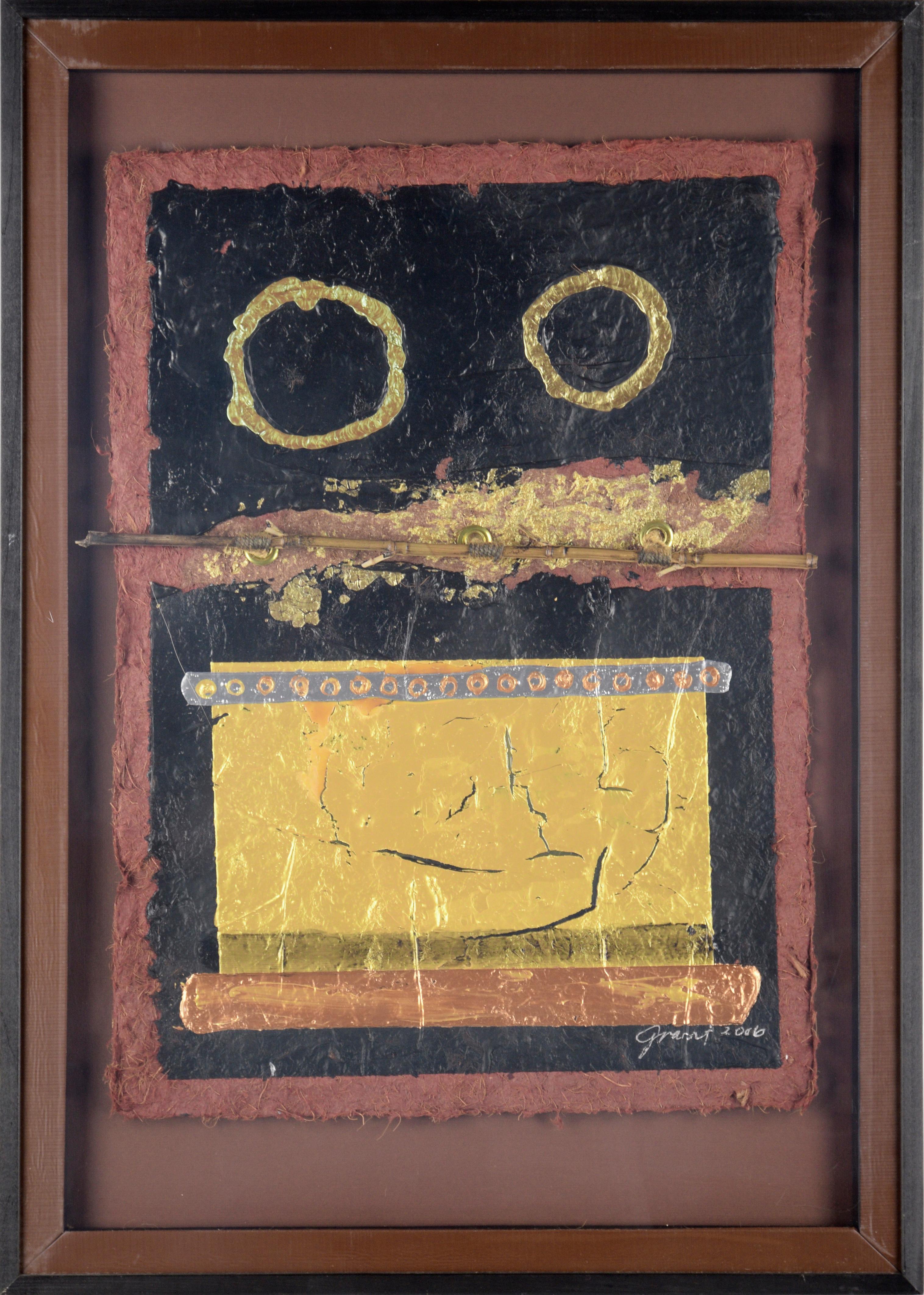 "Double Vision Shadowbox Collage", Contemporary Mixed Media Abstract with Bamboo - Mixed Media Art by Marc Foster Grant