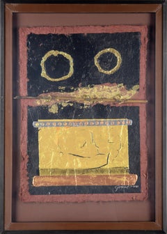 "Double Vision Shadowbox Collage", Contemporary Mixed Media Abstract with Bamboo