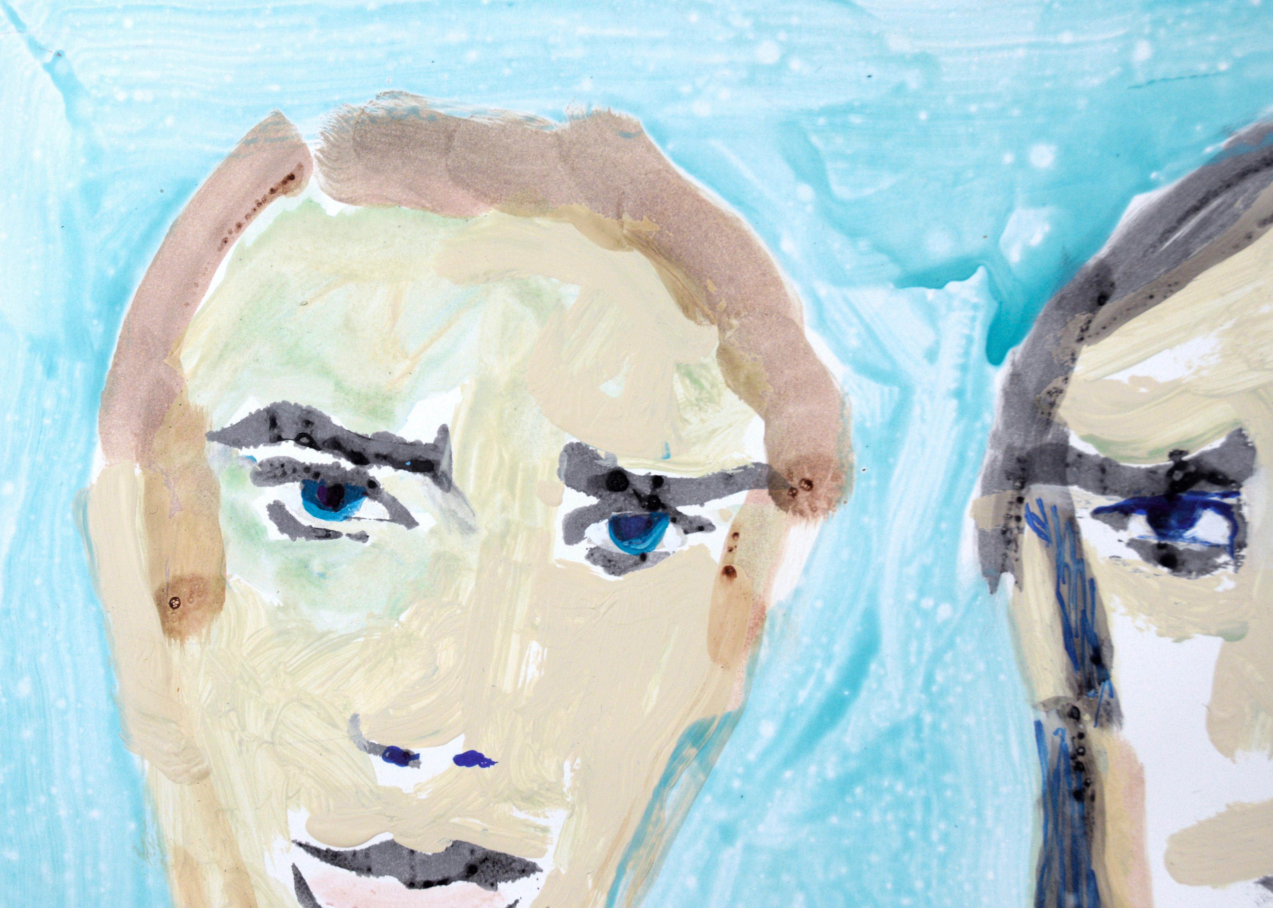 Wenn Wes Anderson Marc Foster Grant kennenlernte – Abstrakte Porträts auf Papier im Angebot 2