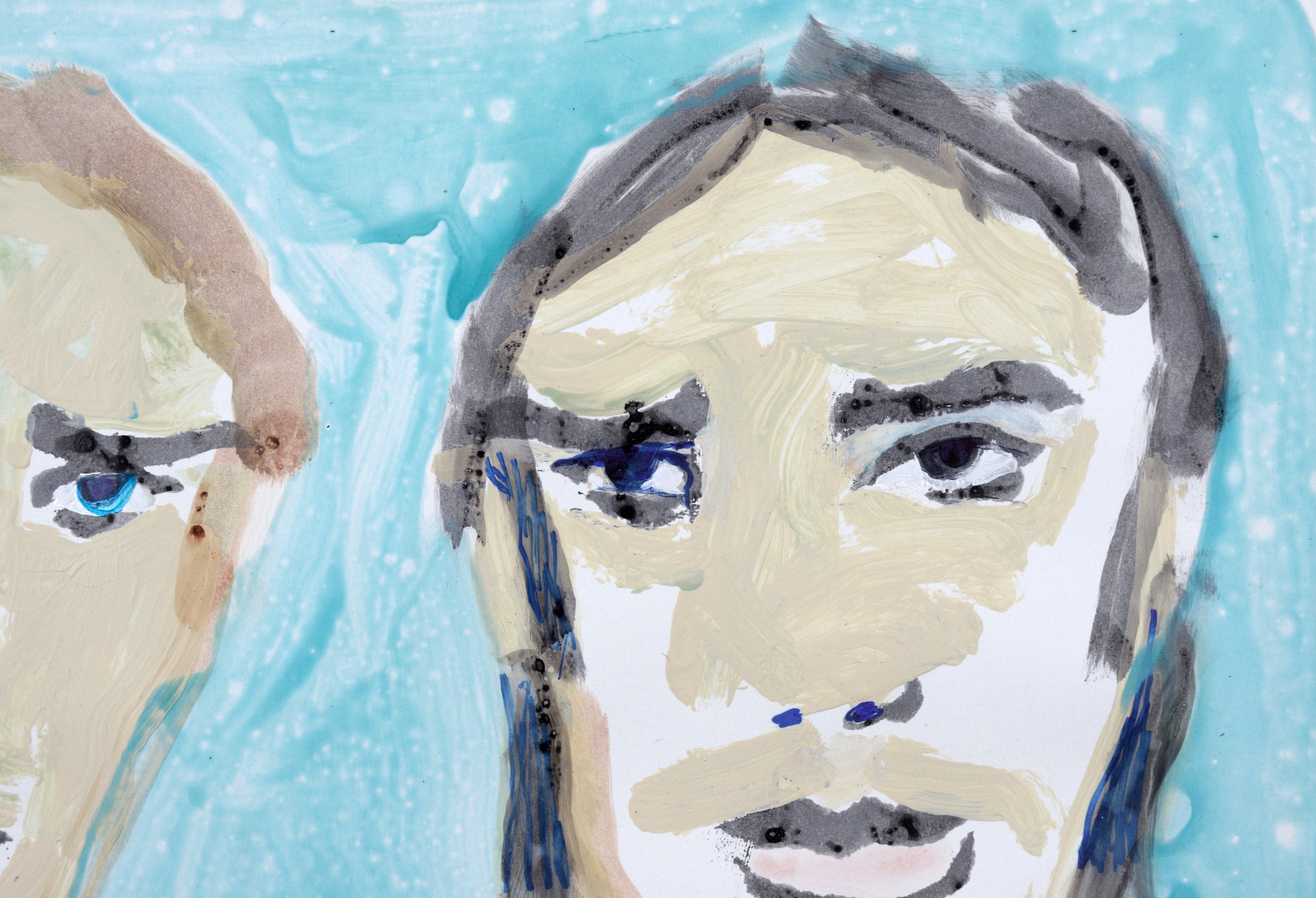 Wenn Wes Anderson Marc Foster Grant kennenlernte – Abstrakte Porträts auf Papier im Angebot 3