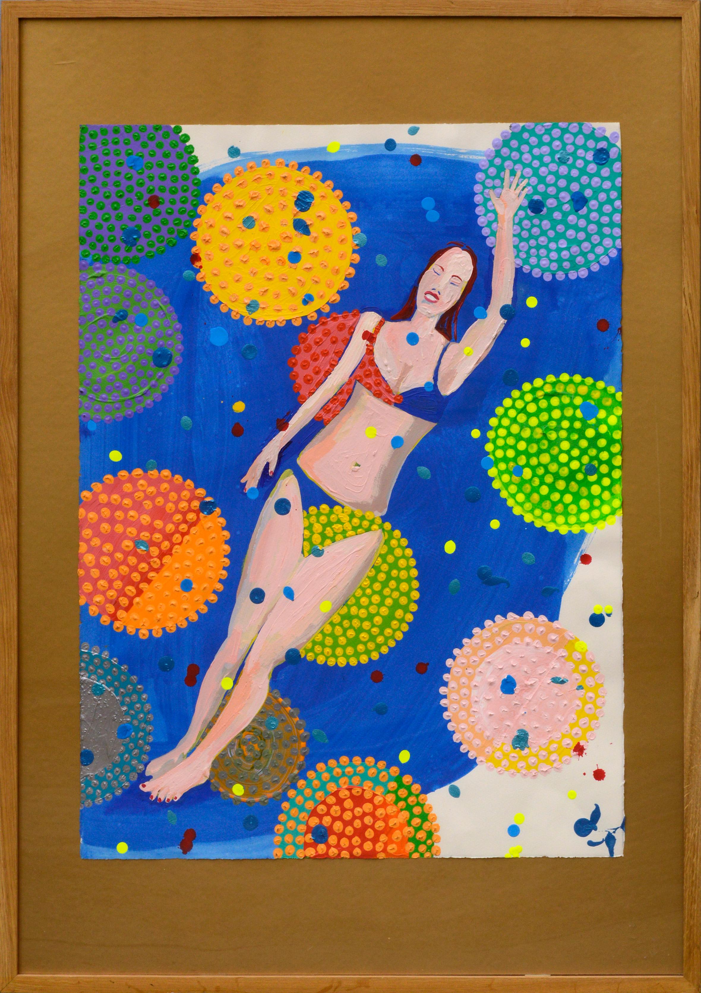 Abstract Painting di Marc Foster Grant - "Lucy in the Sky" Bagnante contemporaneo, piscina figurativa Astratto