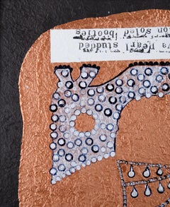 „Perlenbesetzte Anstecknadel mit Nieten“ – Mode Pop-Art auf handgeschöpftem Papier