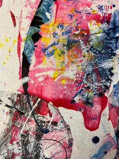 Collage Abstracto de Color, Pintura Expresionista Abstracta Original de Técnica Mixta