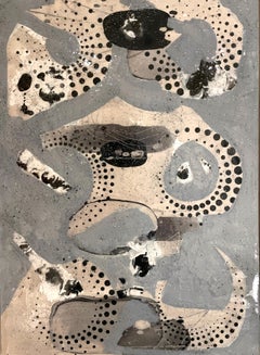 Dots and Shapes - Gerahmte Contemporary Abstract Collage Acrylgemälde