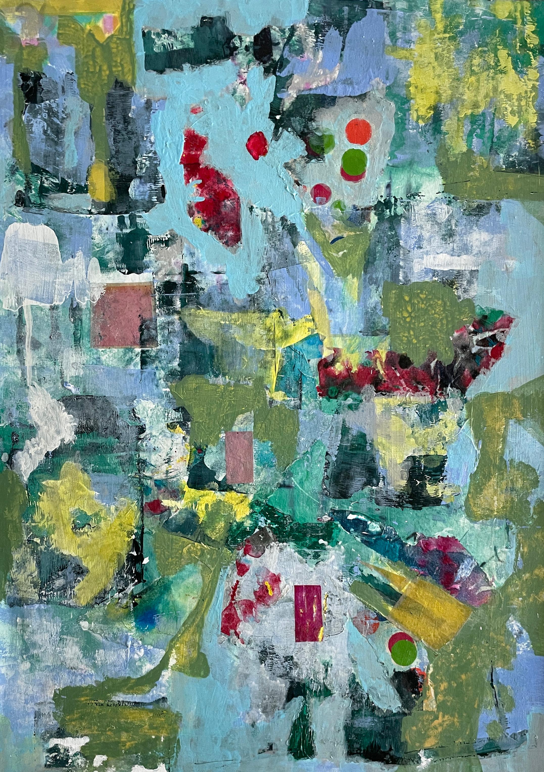 Abstract Painting di Marc Garrison - Lavandino - Quadro acrilico astratto a collage contemporaneo incorniciato