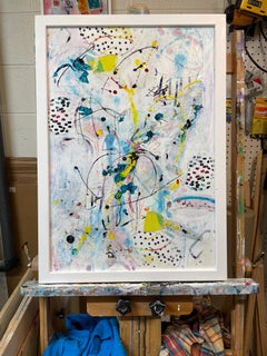 Vuelo amarillo - Pintura acrílica abstracta contemporánea en collage