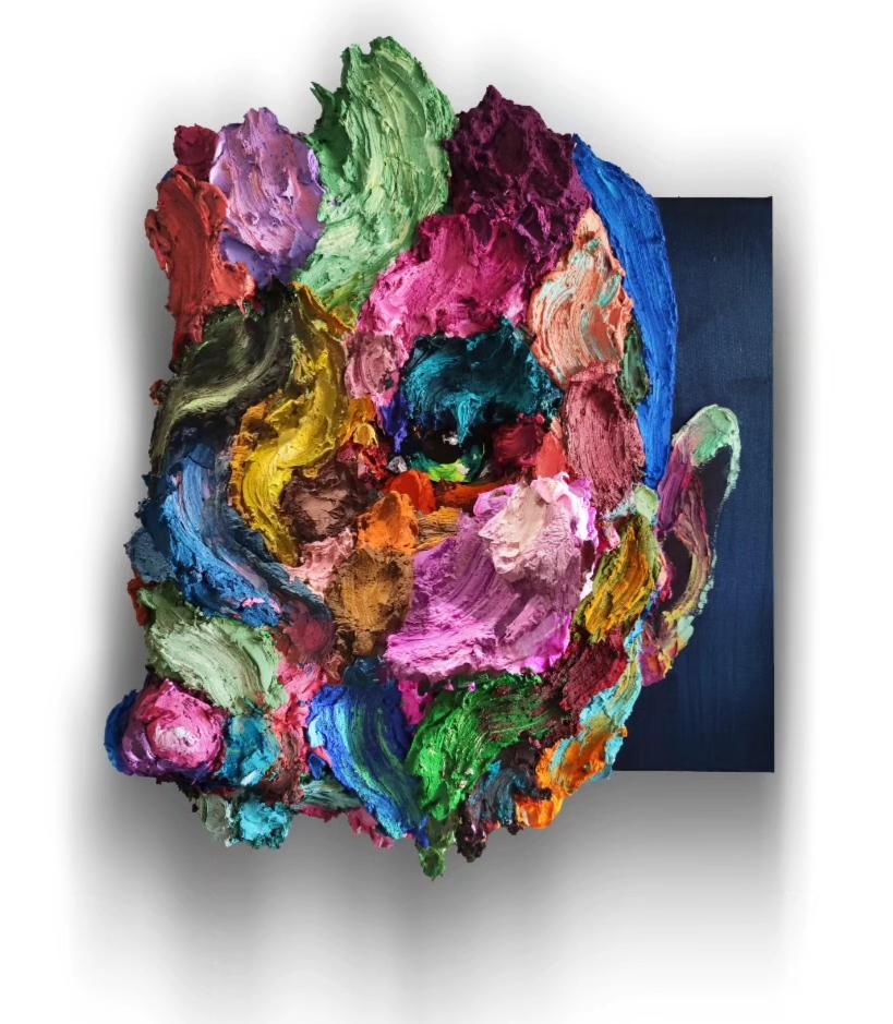 Figurative Painting di Marc Gonz - Il ragazzo della torta
