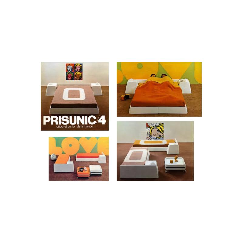 Marc Held for Prisunic Molded Fiberglass Queen Bed w Lighted Nightstands c. 1966 10