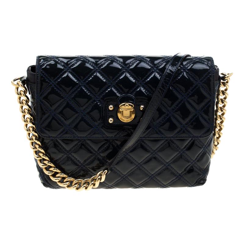 navy blue patent leather handbag sale
