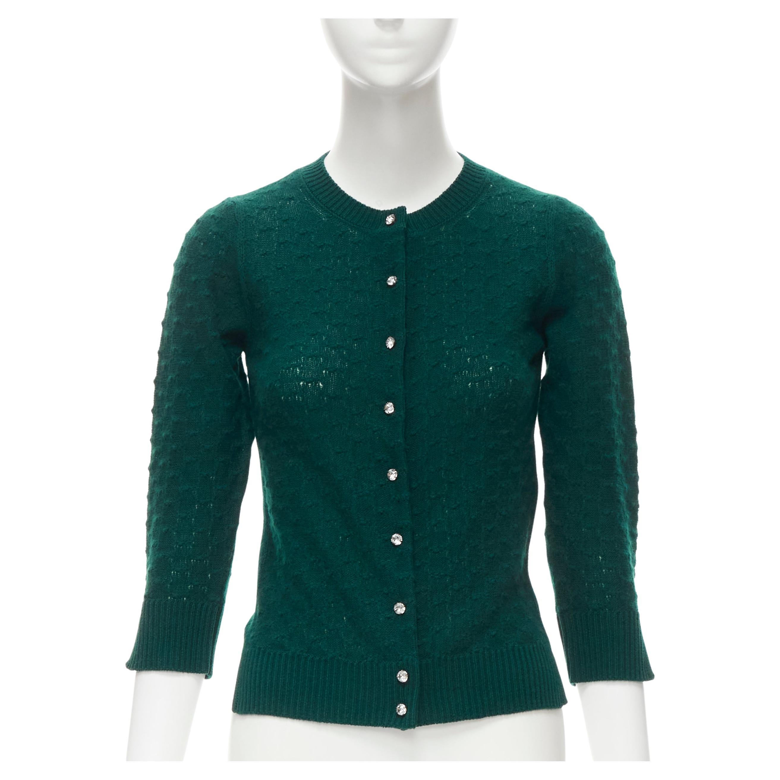 sekvens Skat Rundt og rundt MARC JACOBS 100% cashmere green textured knit crystal button cardigan XS  For Sale at 1stDibs