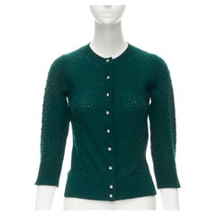 MARC JACOBS 100% cashmere green textured knit crystal button cardigan XS