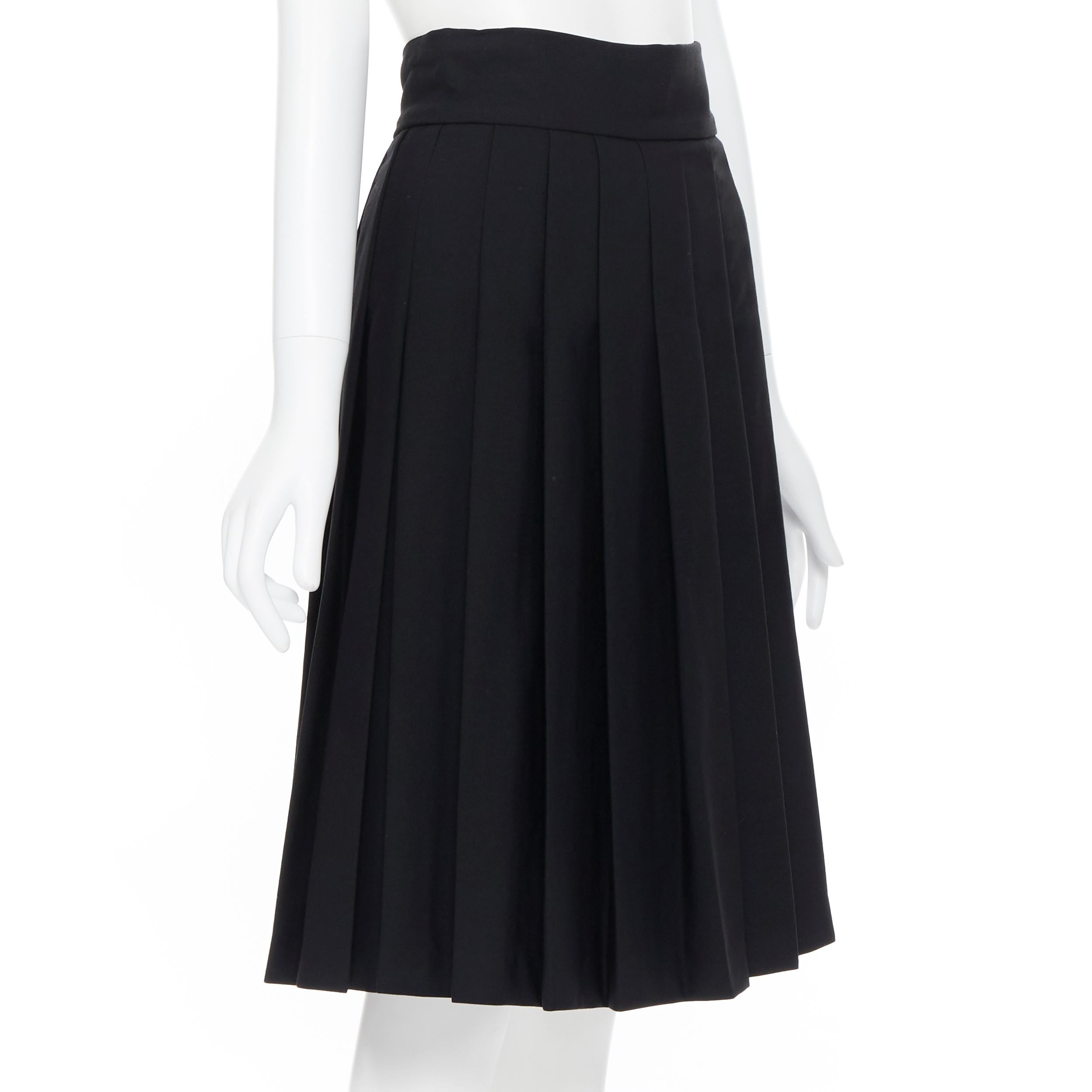black pleated skirt knee length