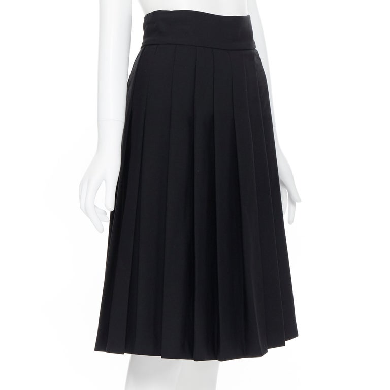pleated black skirt knee length