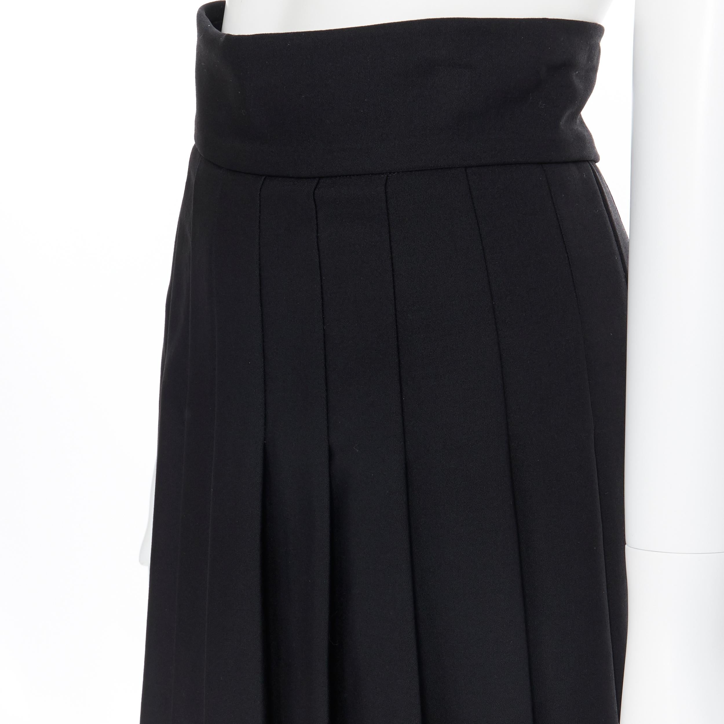 Women's MARC JACOBS 100% wool black pleated flared knee length skirt US2 25