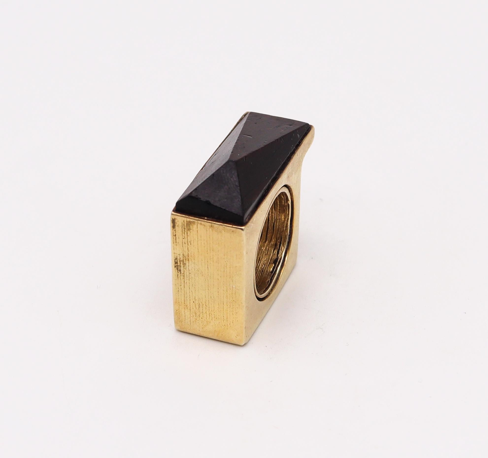 Women's Marc Jacobs 1992 Runway Geometric Ring In Gilded Sterling With Carved Ebony Wood