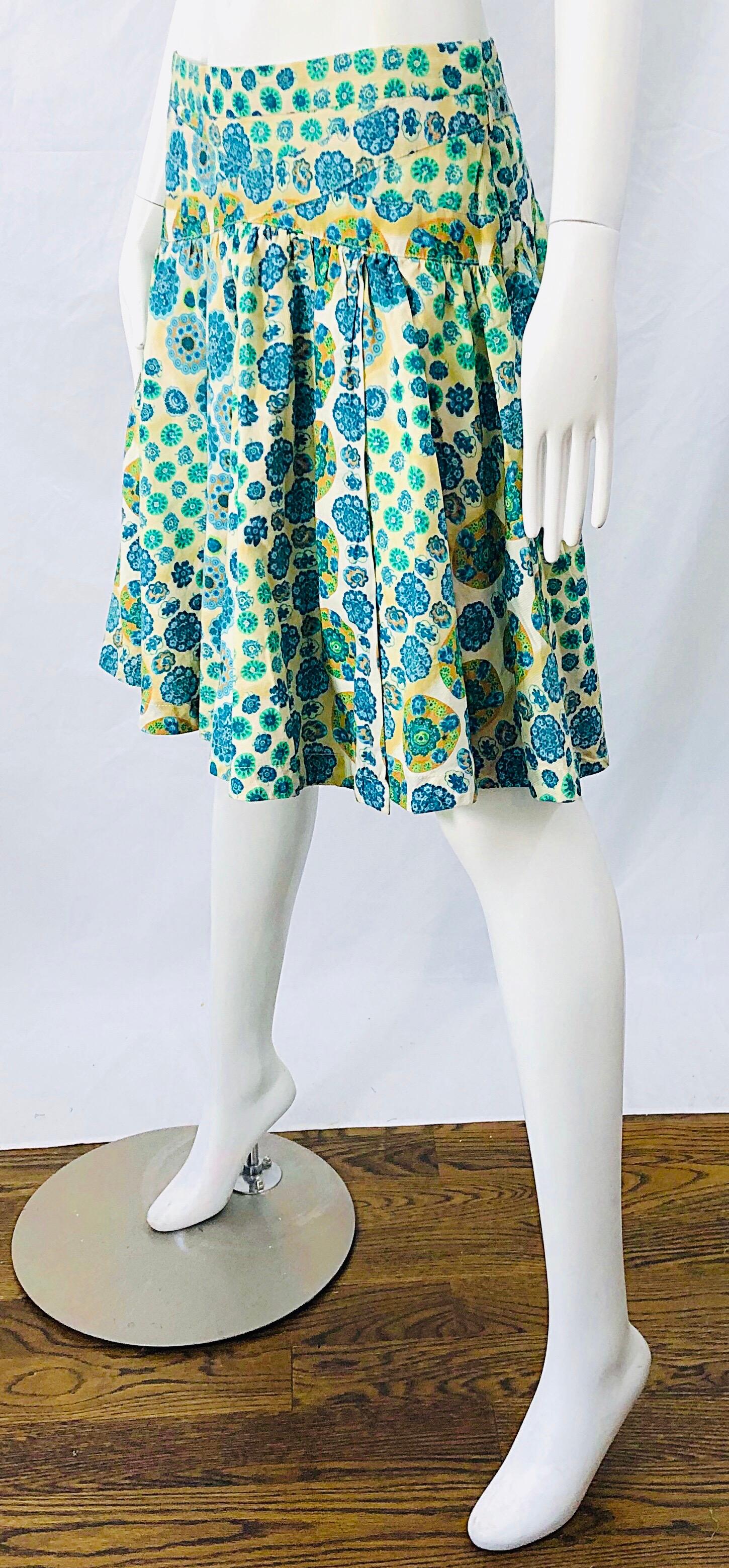 Marc Jacobs 2000s Blue Green Orange Cotton Low Rise Size 2 / 4 Skirt For Sale 3