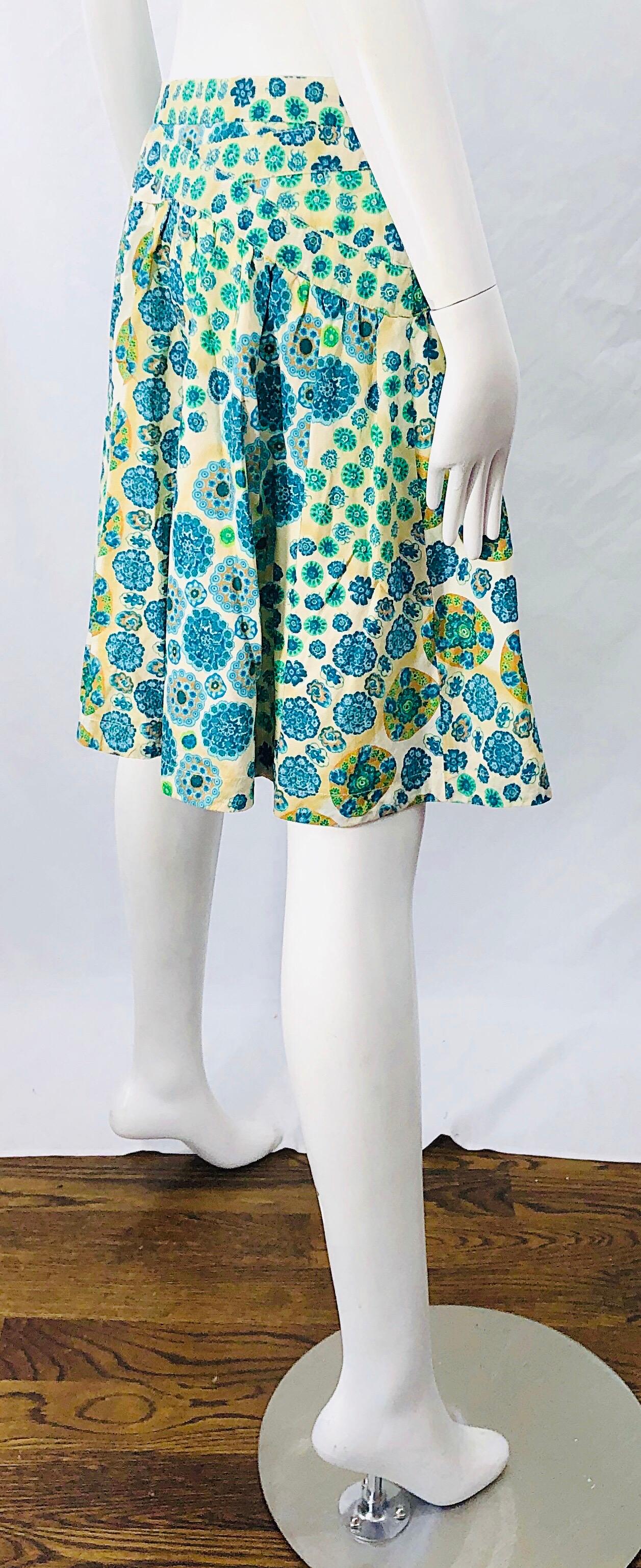 Marc Jacobs 2000s Blue Green Orange Cotton Low Rise Size 2 / 4 Skirt For Sale 4