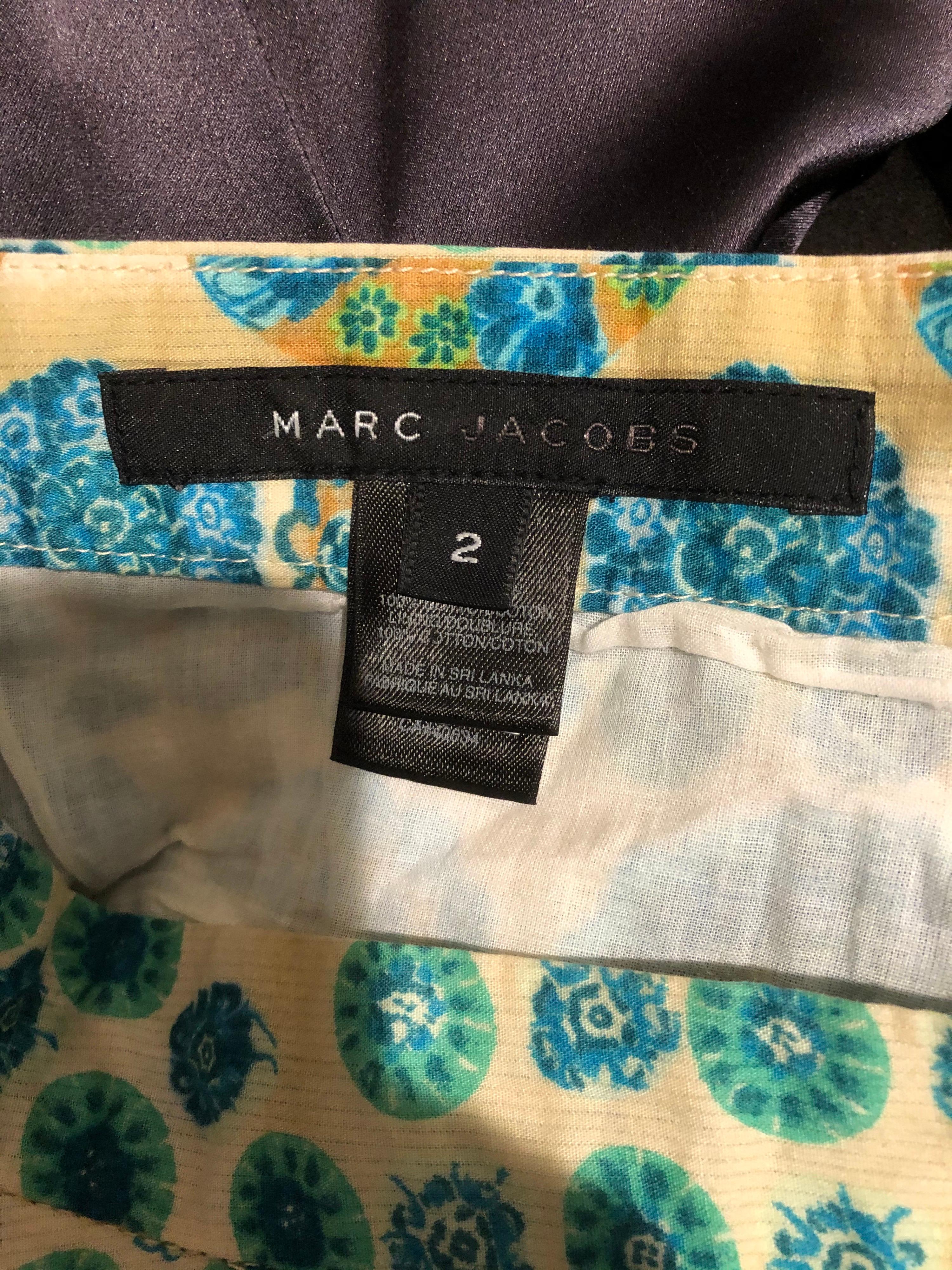 Marc Jacobs - Jupe basse en coton bleu vert orange, taille 2 / 4, années 2000 en vente 9