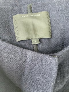 Marc Jacobs 2000s Size 8 Navy Blue Wool Belted Color Block Y2K Jacket Coat