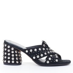 MARC JACOBS 2017 Aurora black suede dome studded crossover block heel mules EU37