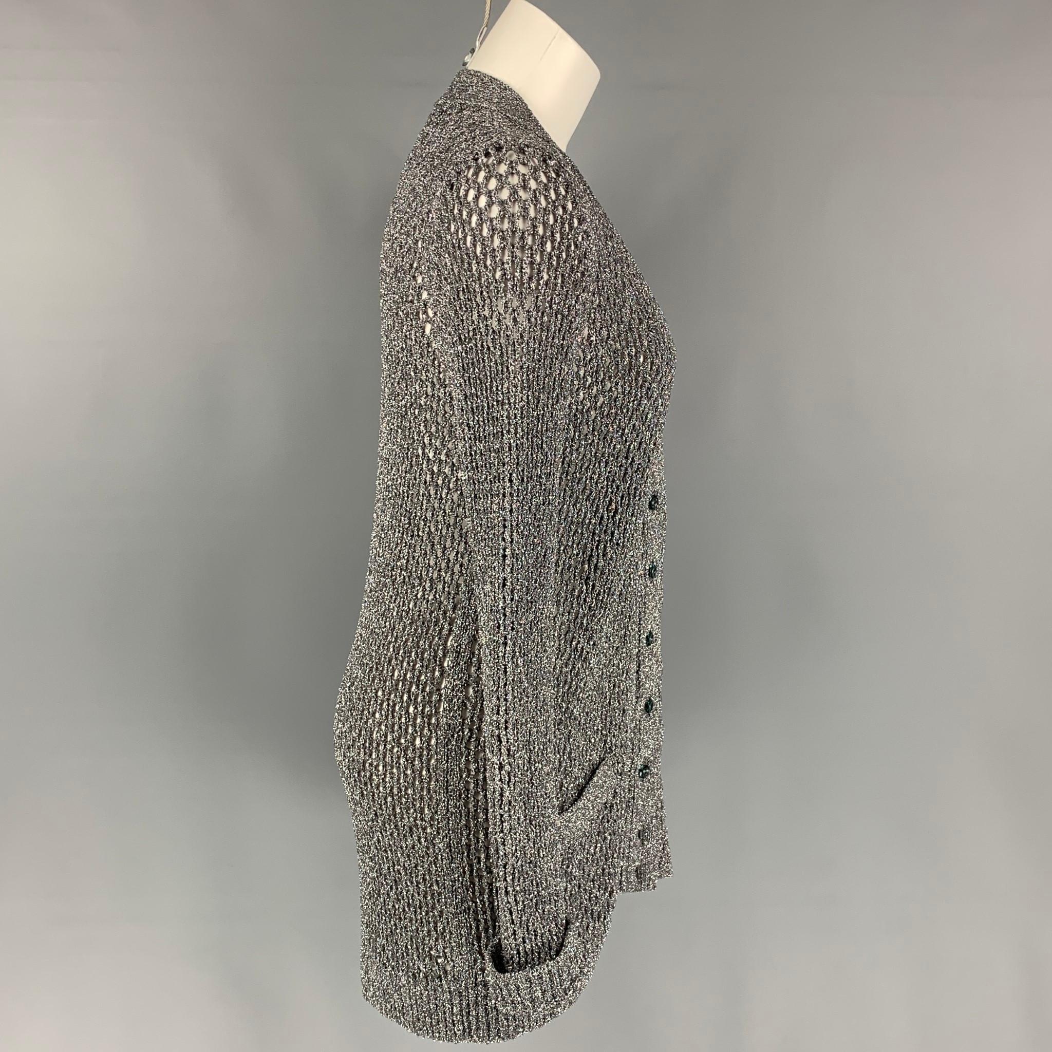 MARC JACOBS 2018 Size M Silver Nylon Metallic Knitted Cardigan In Good Condition In San Francisco, CA