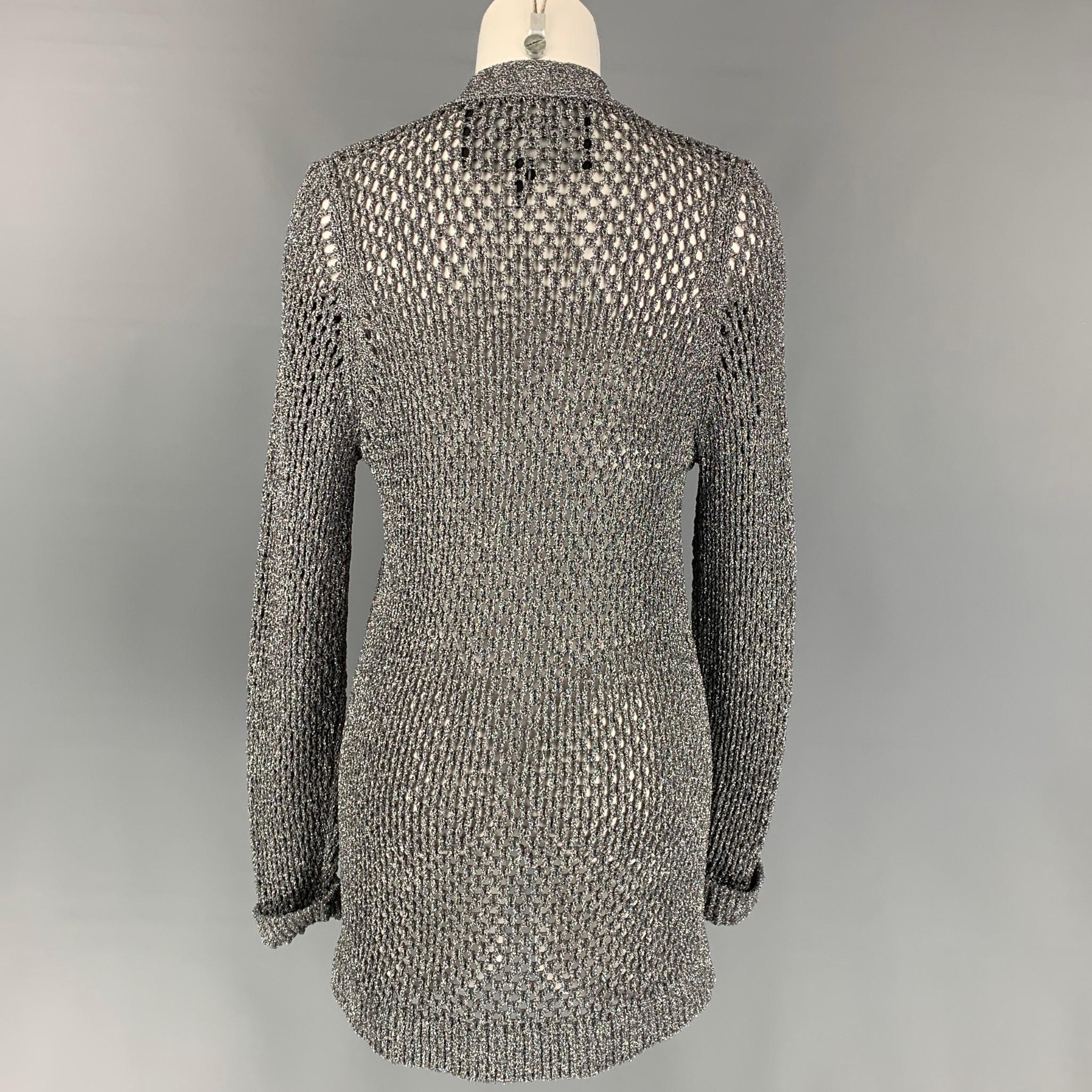 Women's MARC JACOBS 2018 Size M Silver Nylon Metallic Knitted Cardigan