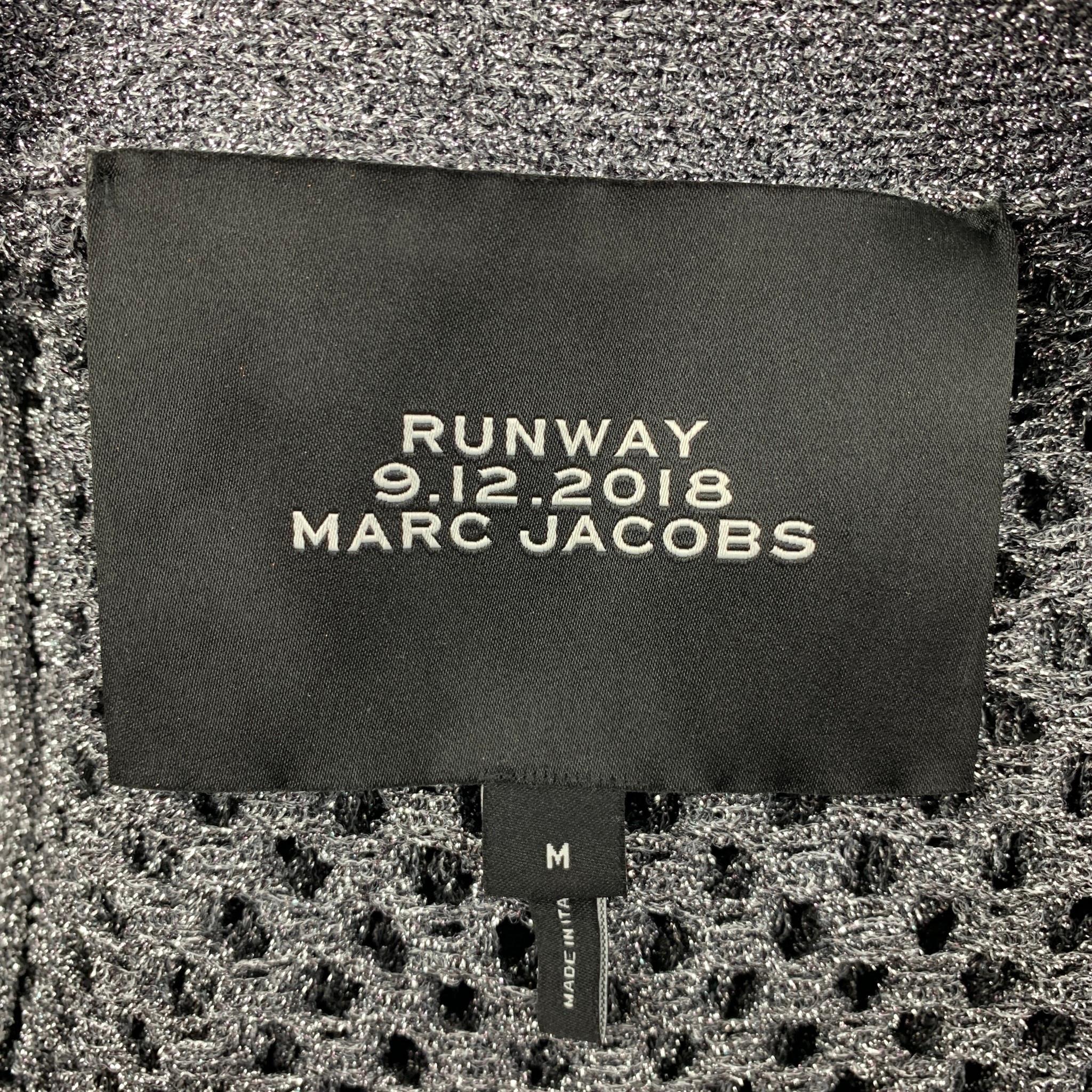 MARC JACOBS 2018 Size M Silver Nylon Metallic Knitted Cardigan 2