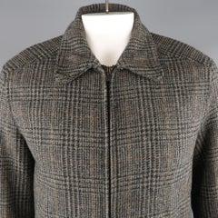 MARC JACOBS 42 Grey & Black Plaid Wool Bomber Jacket