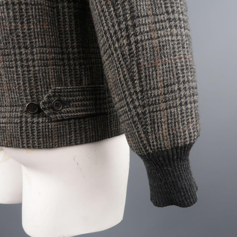 MARC JACOBS 42 Grey and Black Plaid Wool Bomber Jacket For Sale at 1stDibs
