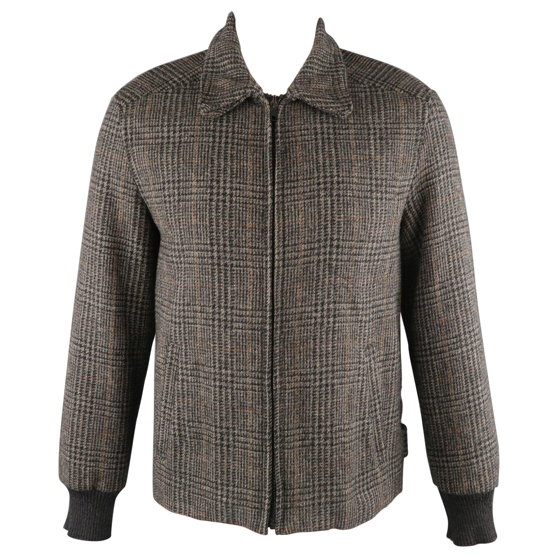 MARC JACOBS 42 Chaqueta bomber de lana a cuadros gris y negra