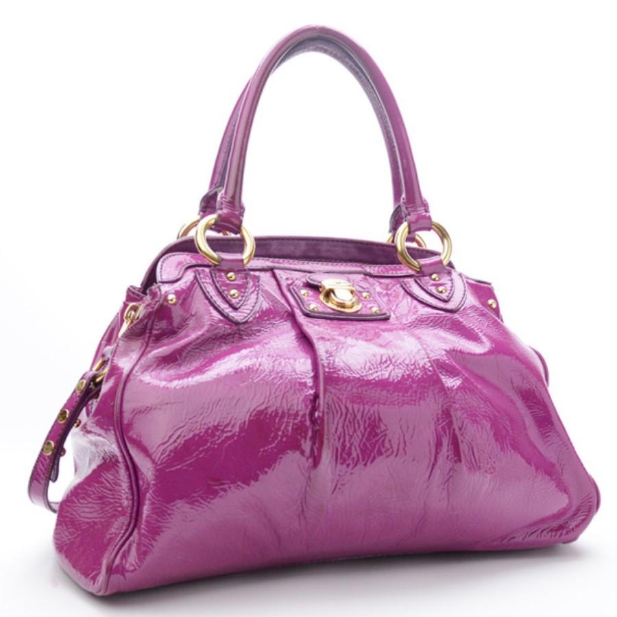 Marc Jacobs Alyona Purple Patent Leather Satchel In Good Condition In Dubai, Al Qouz 2