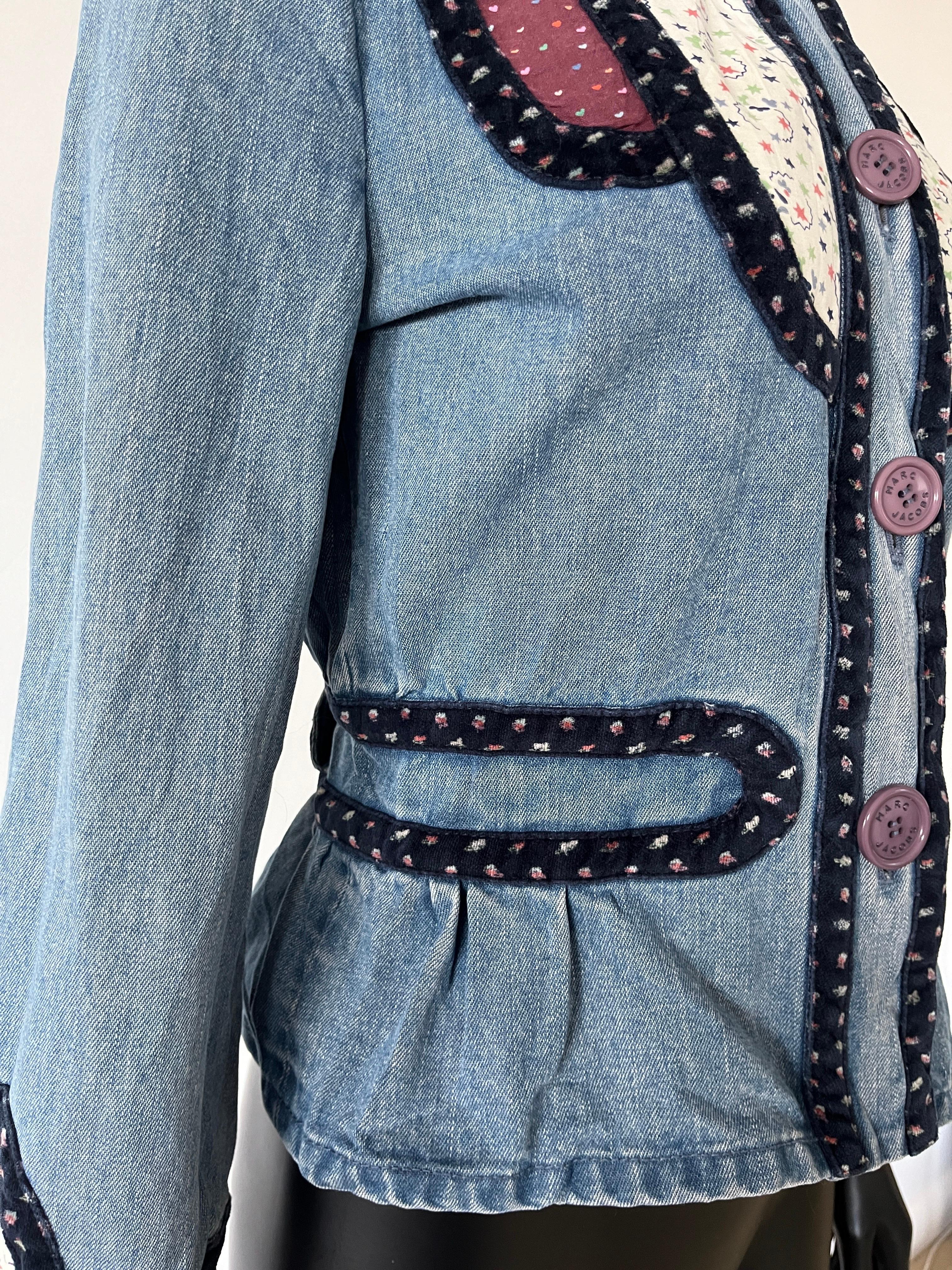 Marc Jacobs archive 2000s denim and floral print patchwork jacket 11