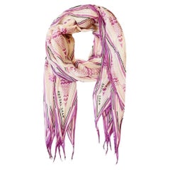 Used Marc Jacobs Aztec Print Cotton Scarf With Pearl Trim