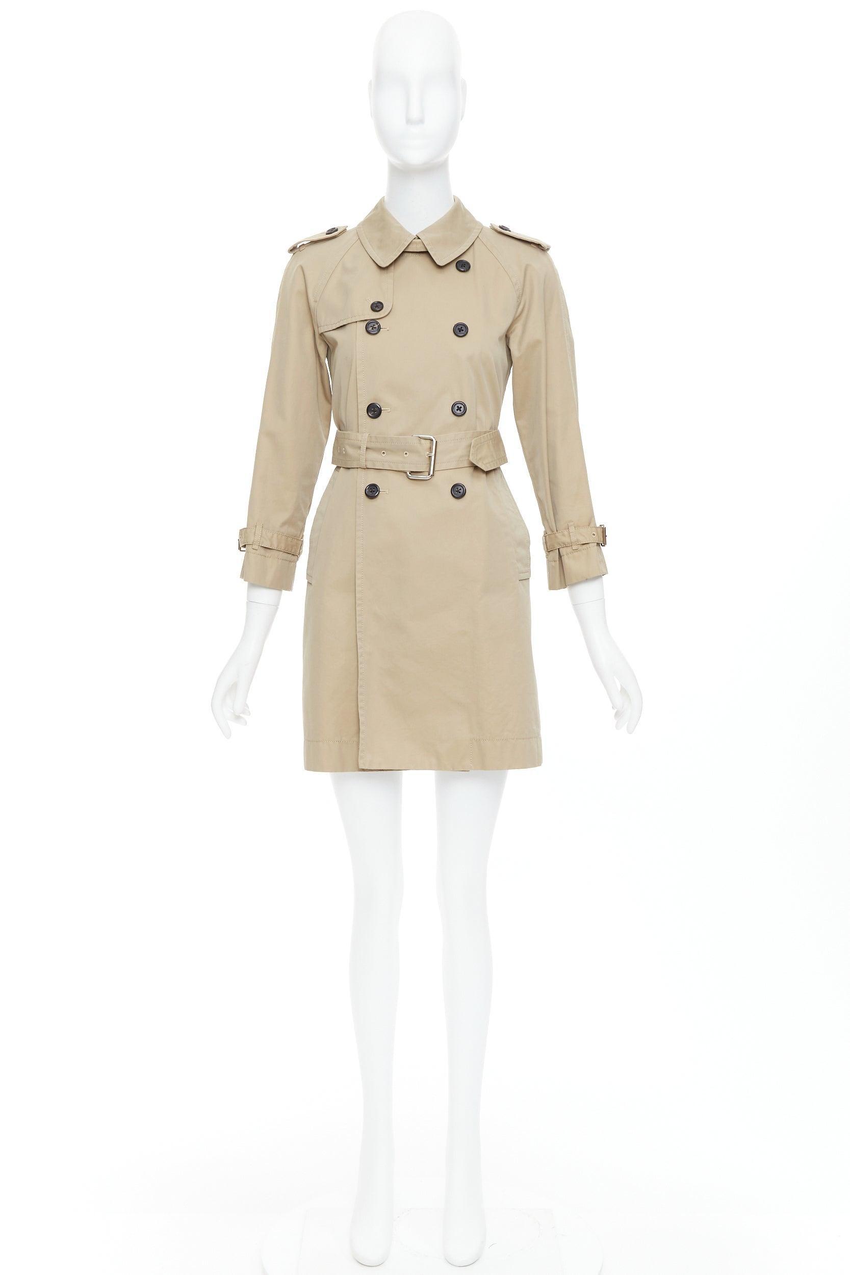 MARC JACOBS beige Baumwolle schwarz Horn Knöpfe Trenchcoat US2 S im Angebot 5