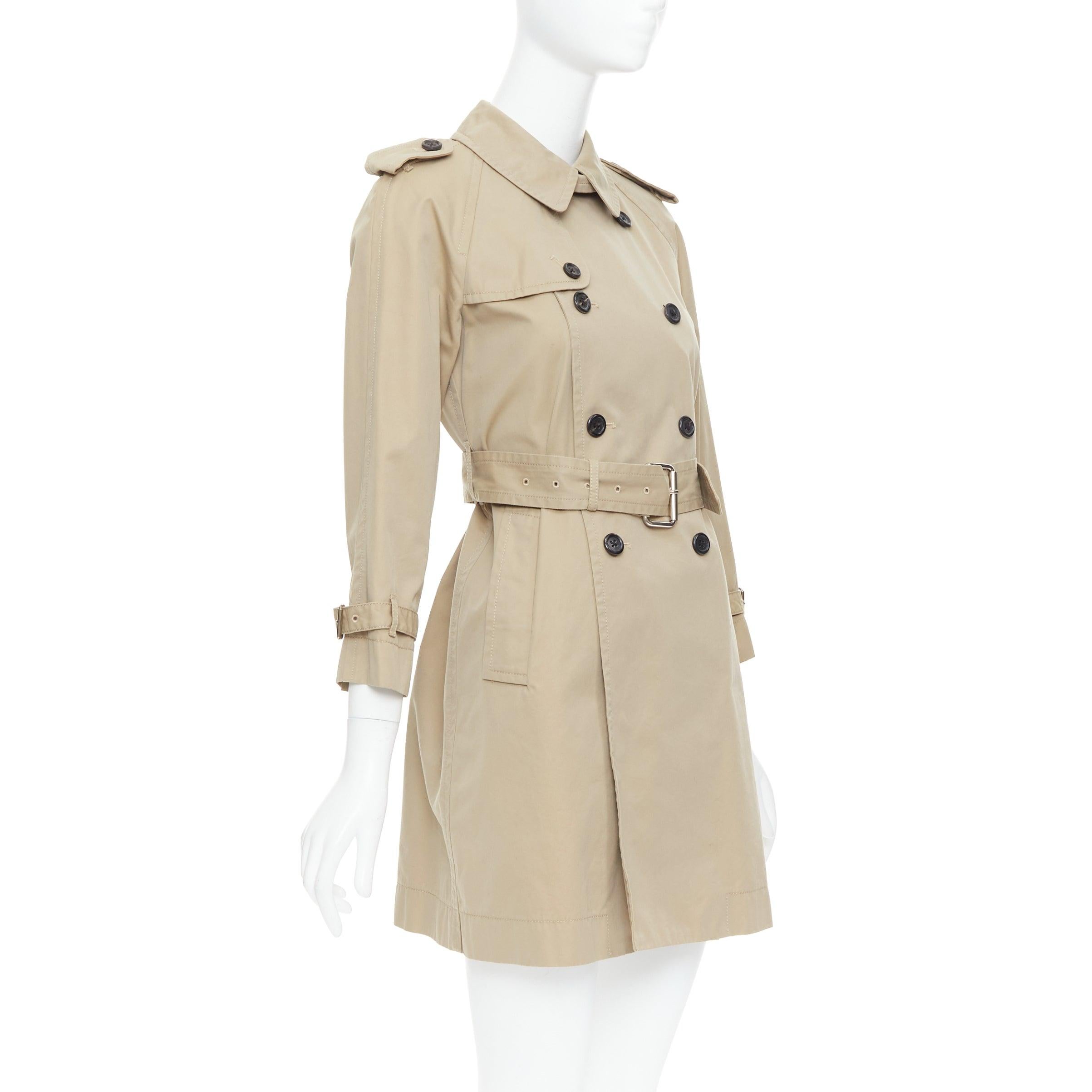 MARC JACOBS beige cotton black horn buttons trench coat US2 S In Excellent Condition For Sale In Hong Kong, NT
