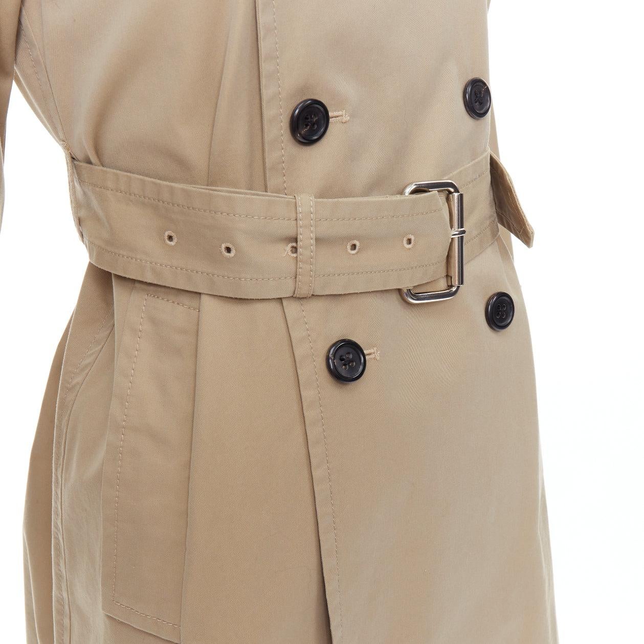 MARC JACOBS beige Baumwolle schwarz Horn Knöpfe Trenchcoat US2 S im Angebot 3