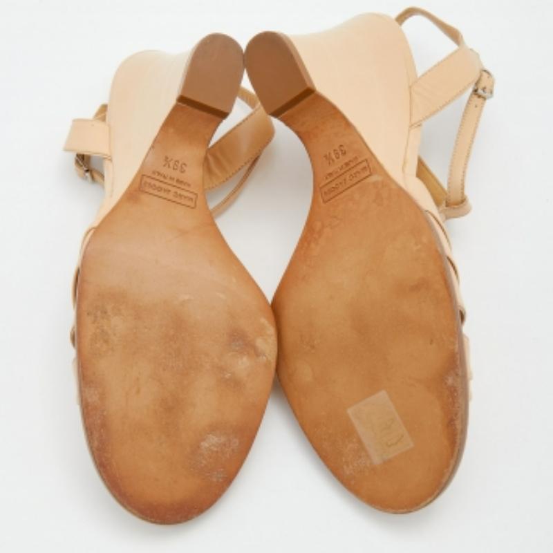 Marc Jacobs Beige Leder-Sandalen mit Knöchelriemen und Keil Größe 39,5 im Angebot 3