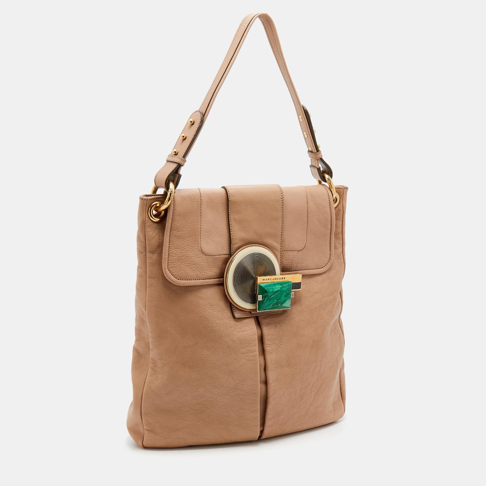 Women's Marc Jacobs Beige Leather Stone Embellished Shoulder Bag