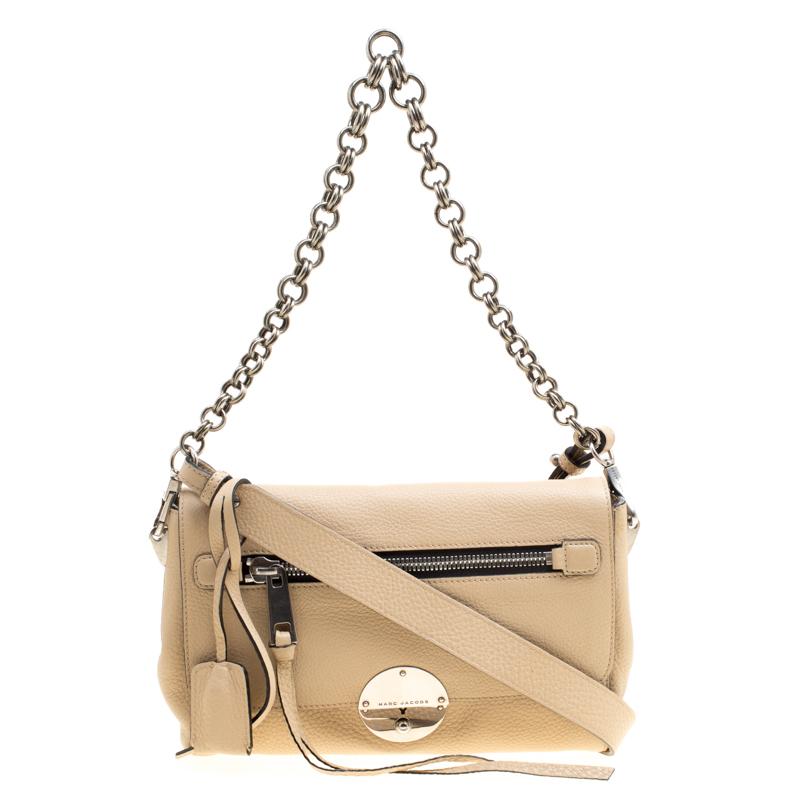 Marc Jacobs Beige Pebbled Leather Small Big Apple Gotham Shoulder Bag For  Sale at 1stDibs