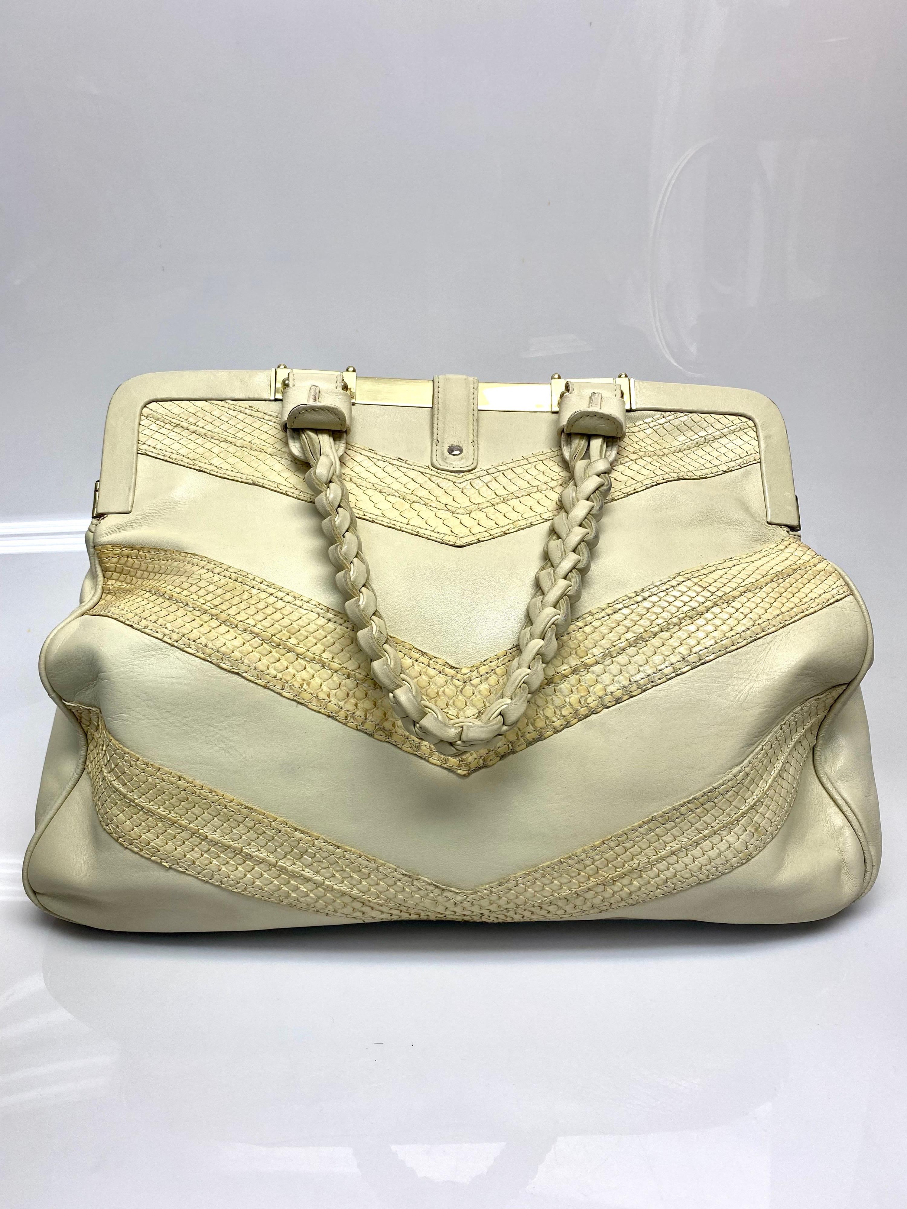 Marc Jacobs Beige Python Leather Handbag For Sale 1