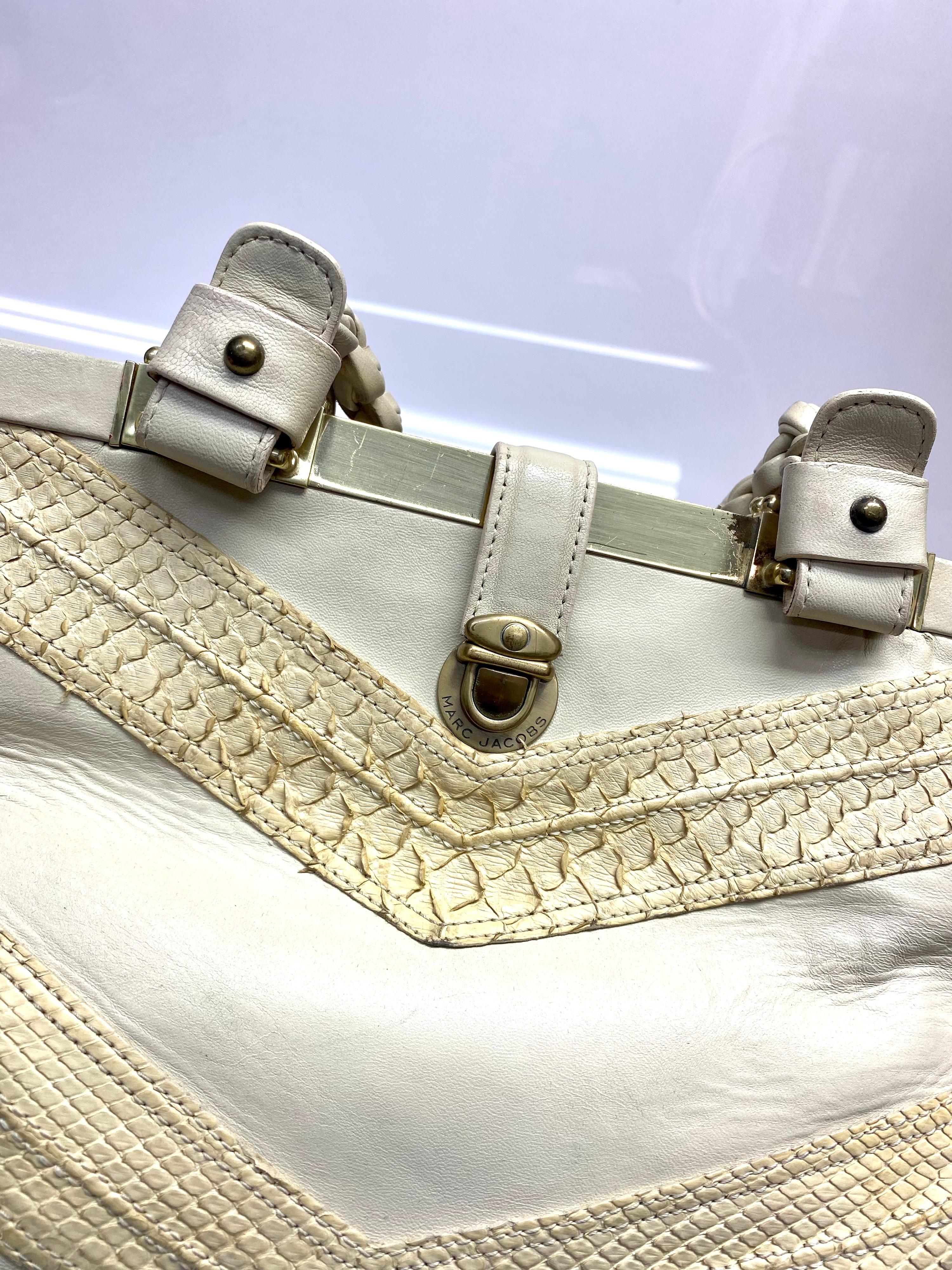 Marc Jacobs Beige Python Leather Handbag For Sale 3