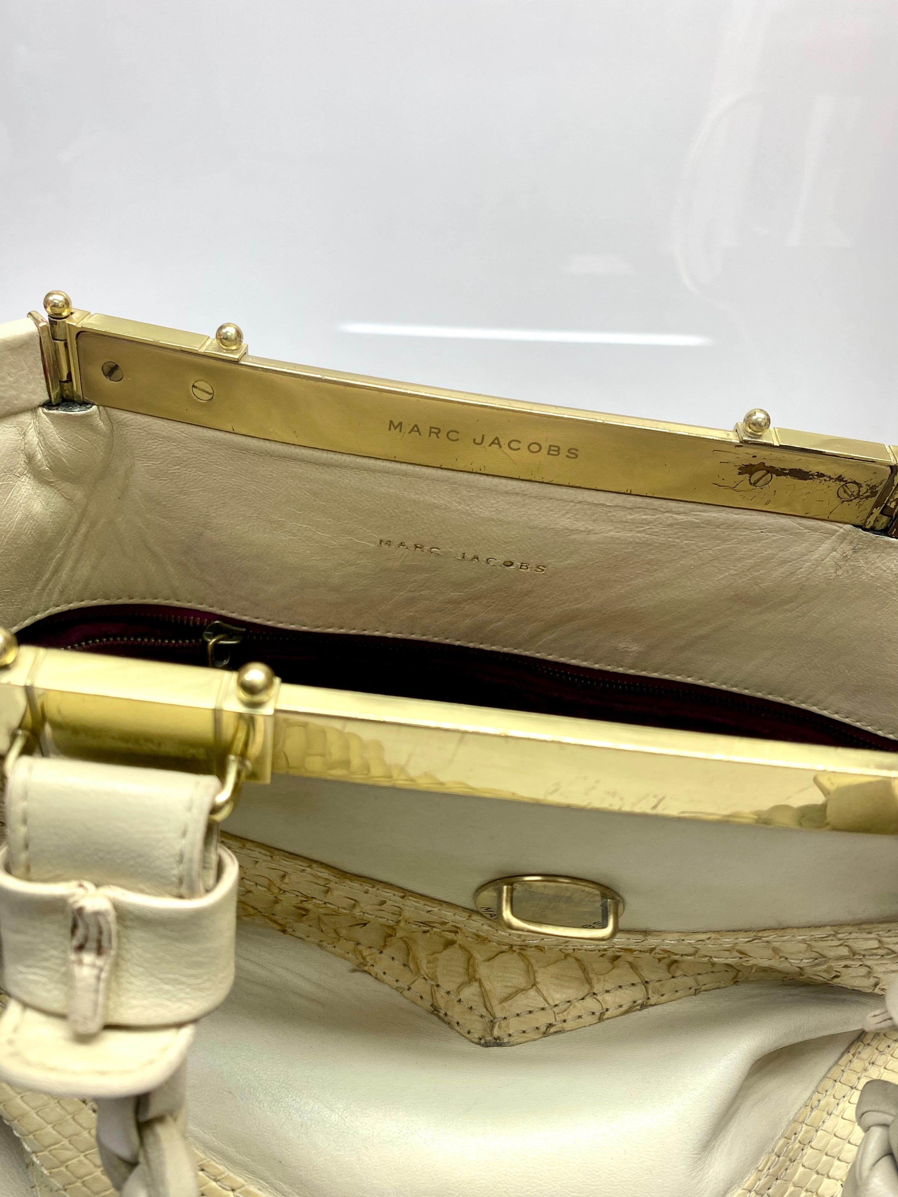 Marc Jacobs Beige Python Leather Handbag For Sale 5