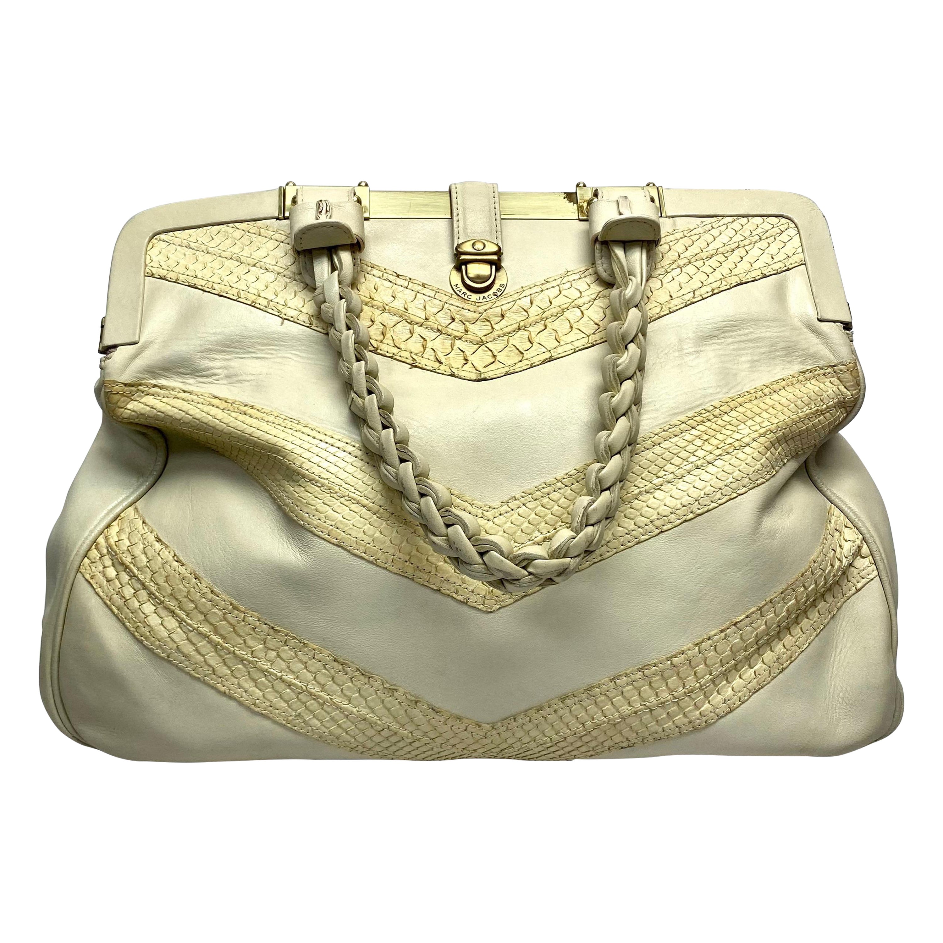 Marc Jacobs - Sac à main en cuir python beige
