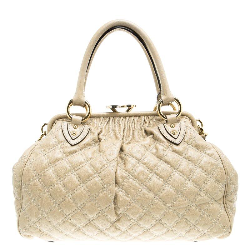 Women's Marc Jacobs Beige Quilted Leather Stam Satchel