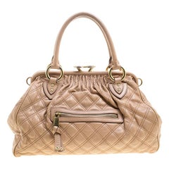 Marc Jacobs Beige Quilted Leather Stam Shoulder Bag