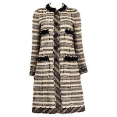 MARC JACOBS beige wool SEQUIN EMBELLISHED TWEED Coat Jacket 2 XXS