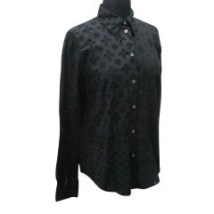 Marc Jacobs Black All-over Embroidered Eyelet Collared Spring Button-down Top